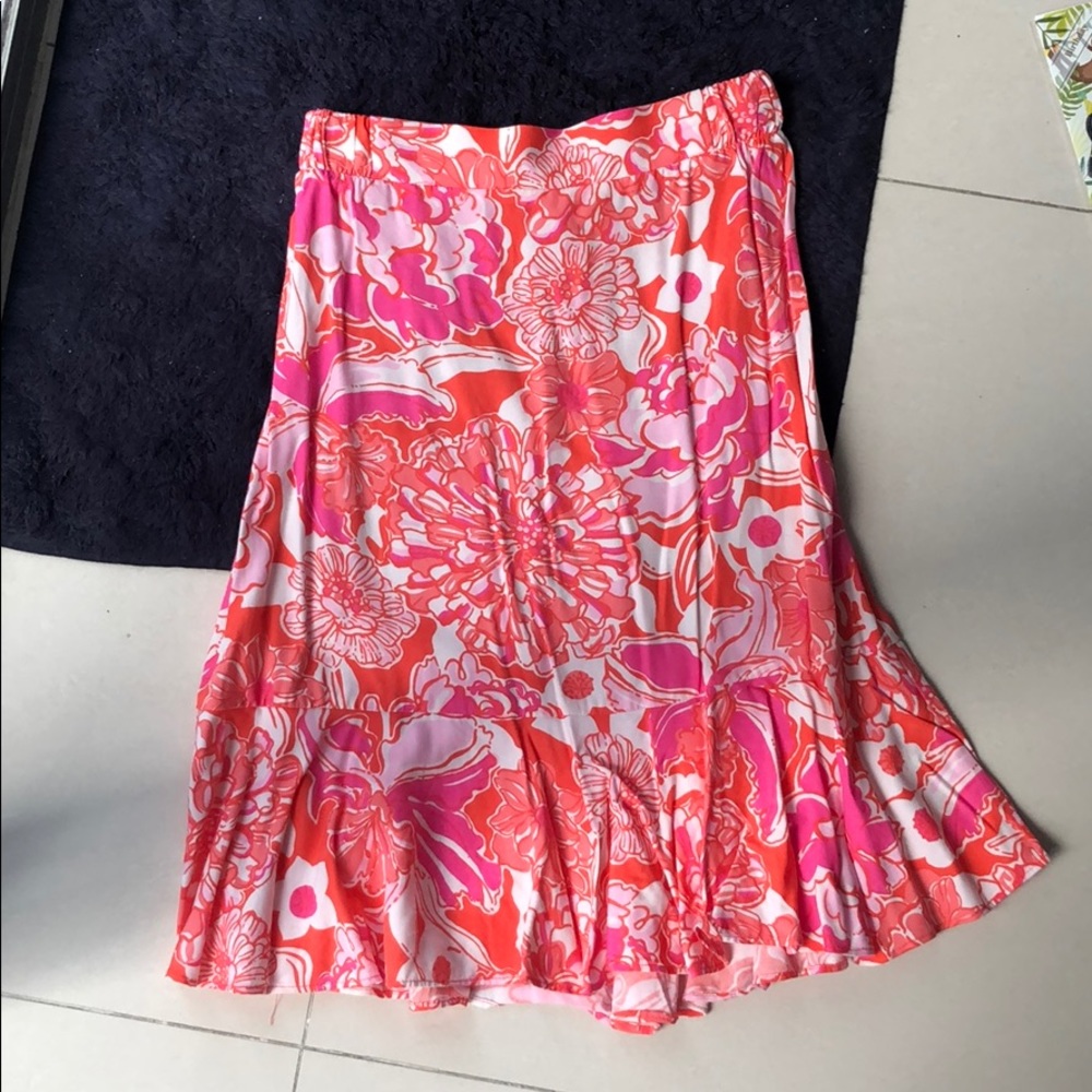 Lilly Pulitzer sz sm pink/orange/white floral skir